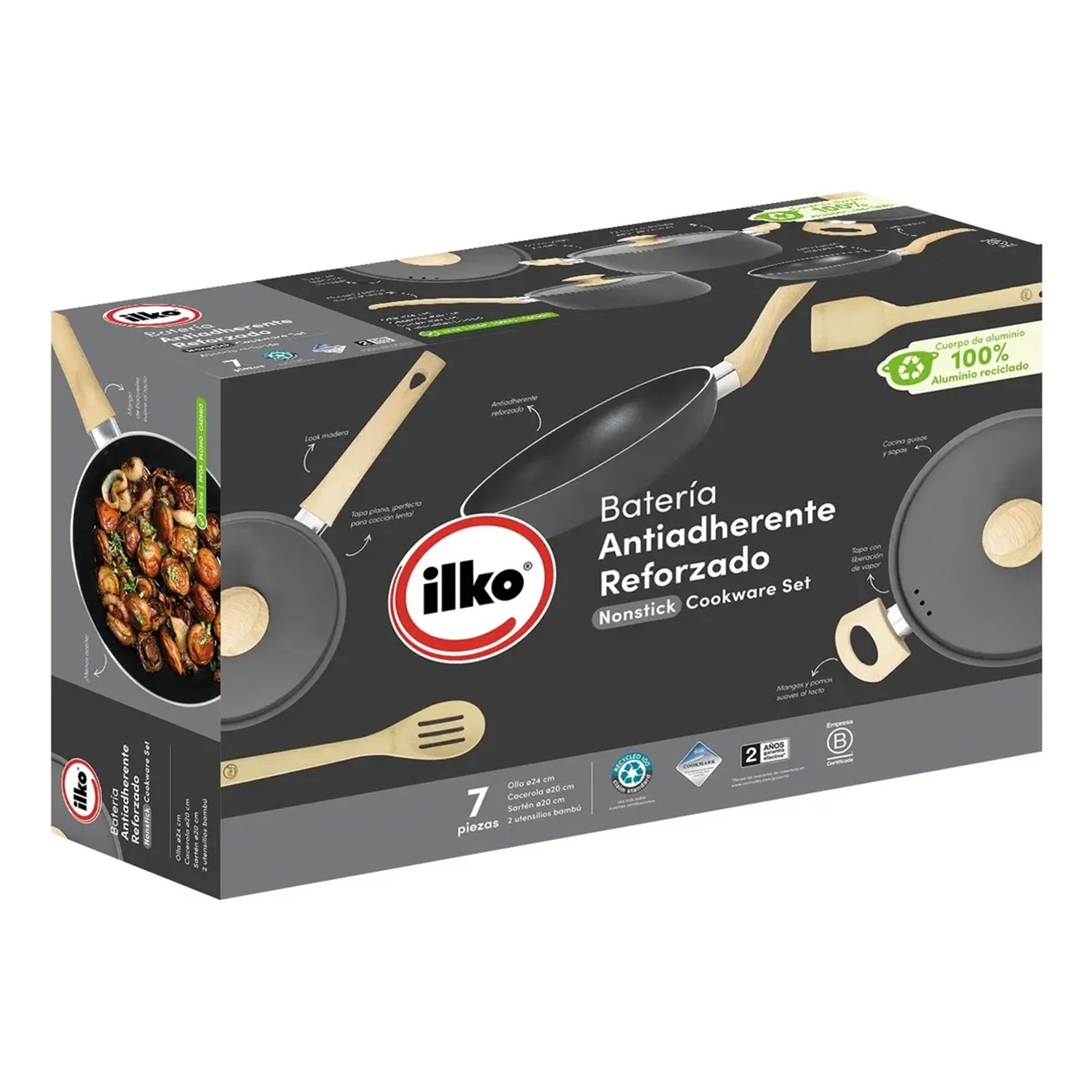 Bateria Cocina Ilko 7 Piezas Negro - Imagen 2