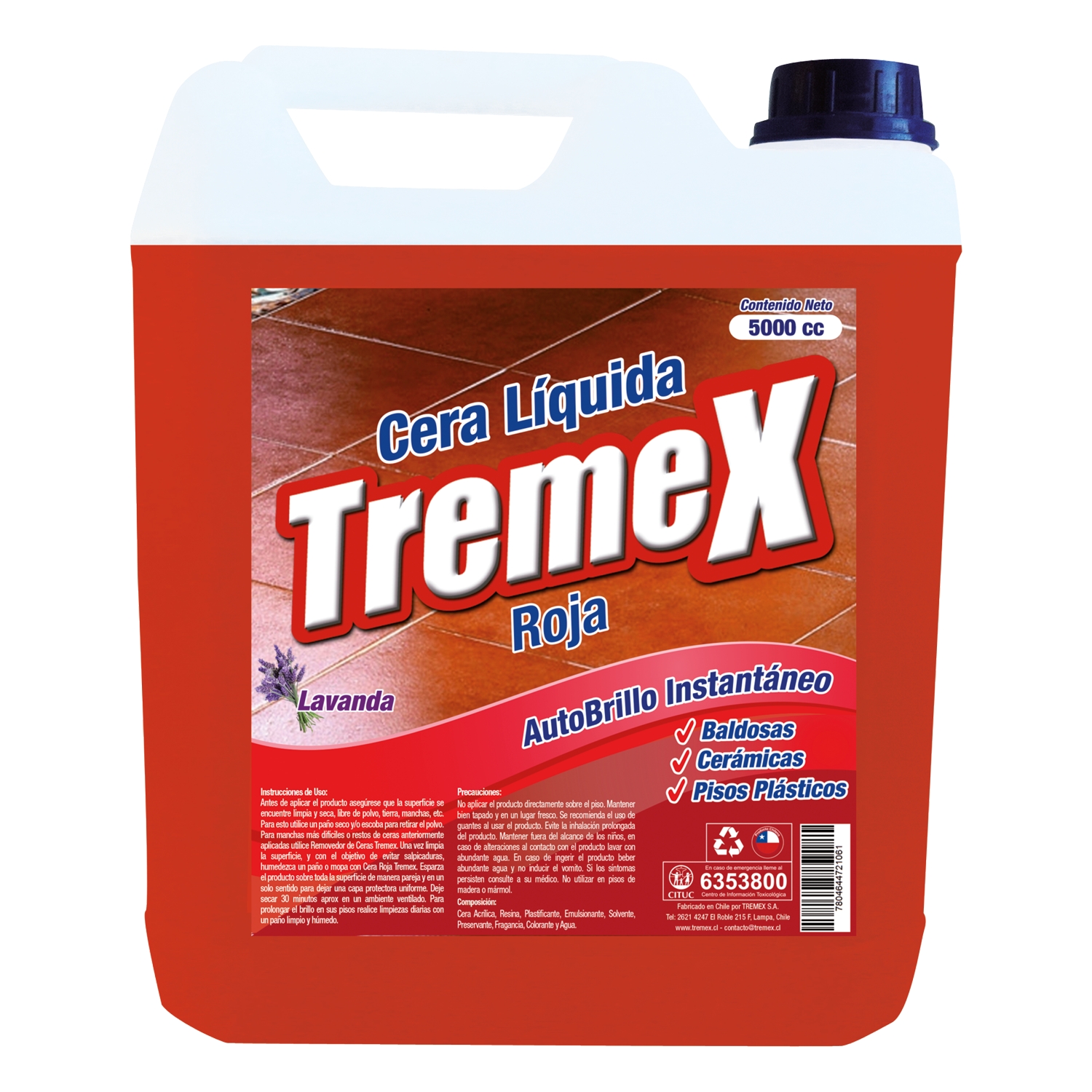 Cera Líquida Autobrillo Roja Tremex 5 Litros