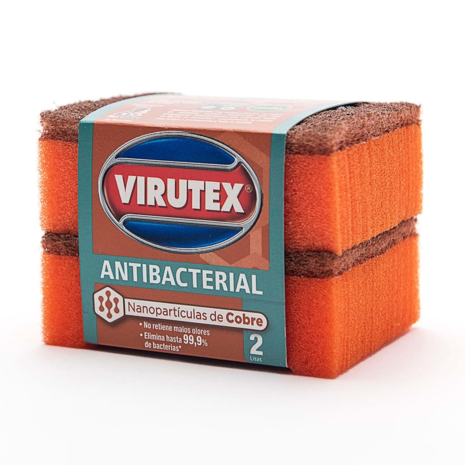 Esponja X2 Antibacterial Con Nanopartículas De Cobre Virutex Naranja