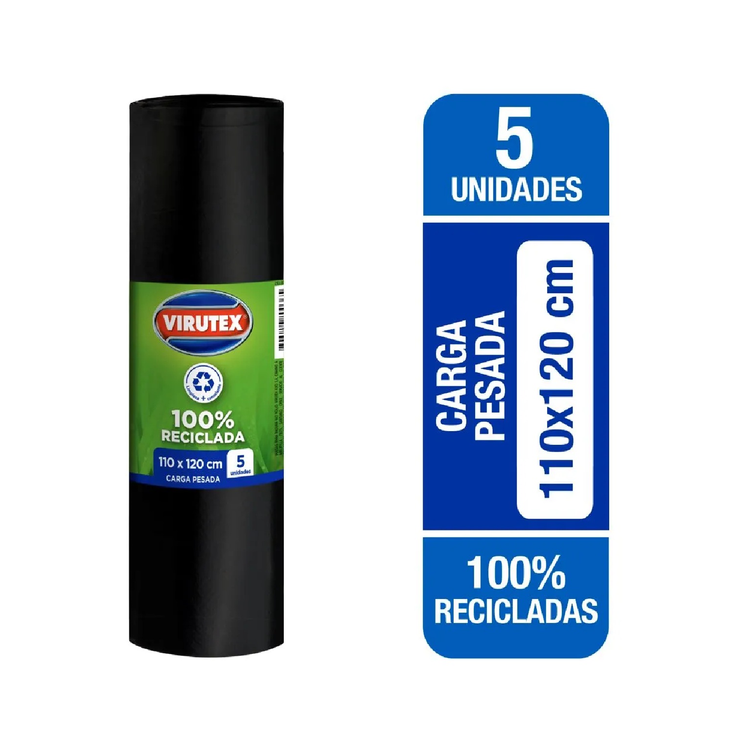 Pack x9 - Bolsa Basura Virutex Bio Rollo 110X120 cm Paquete 5 unidades