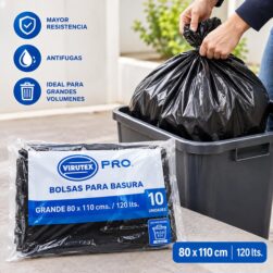 Alternative view of Bolsa de Basura Virutex Pro 80x110 cm Pack 10 Unidades Plana | Resistente