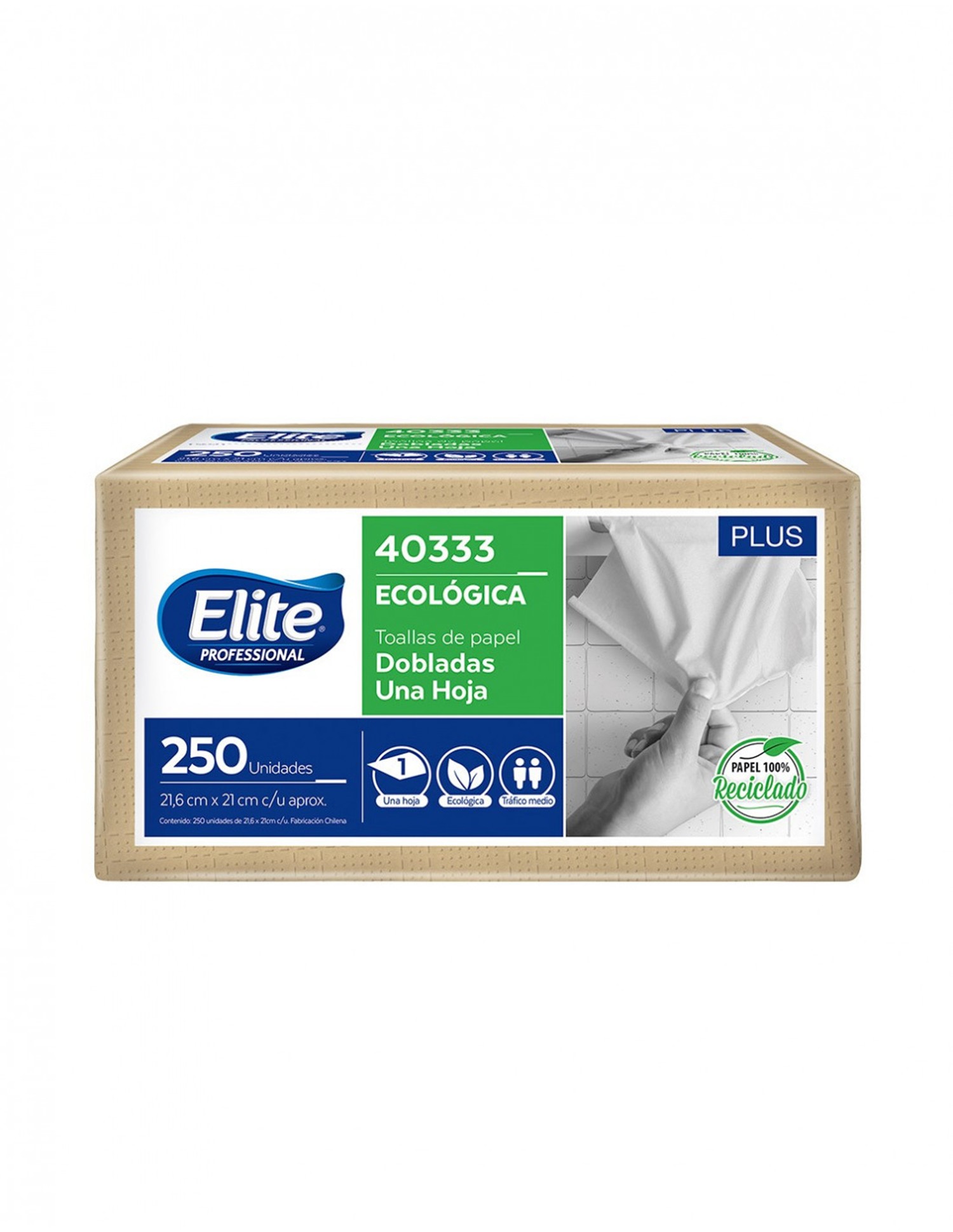 Toalla de Papel Elite Ecológica Interfoliada Hoja Simple Pack 250 Hojas - Imagen 2