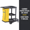 Carro Portaútiles de Aseo con Tapa y Bolsa Negro