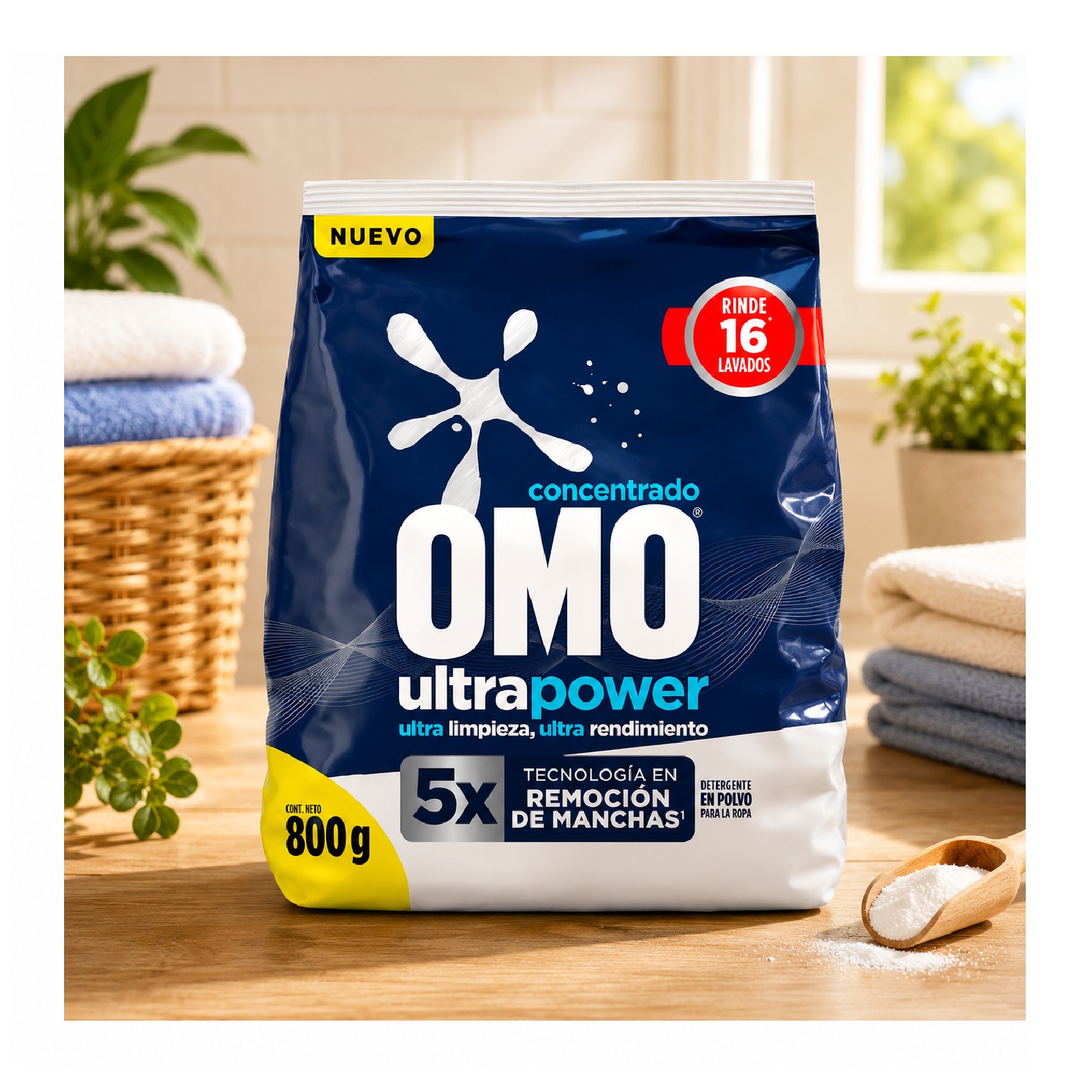 Detergente en Polvo OMO Matic Ultra Power Bolsa 800 g - Imagen 2