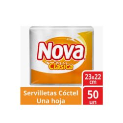 Servilleta Desechable Nova Cóctel Hoja Simple Pack 50 Unidades