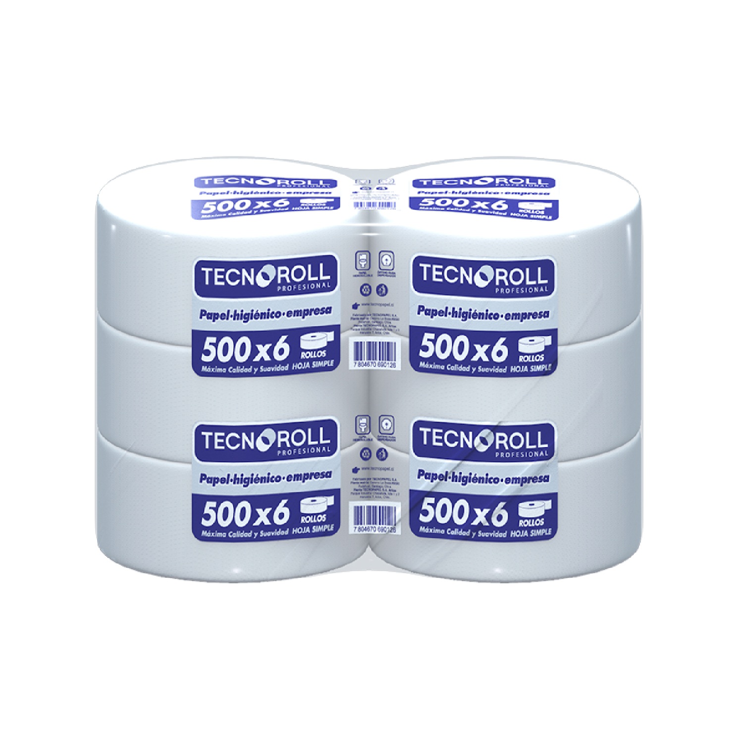 Papel Higiénico Tecnopapel 500 m Pack 6 Rollos
