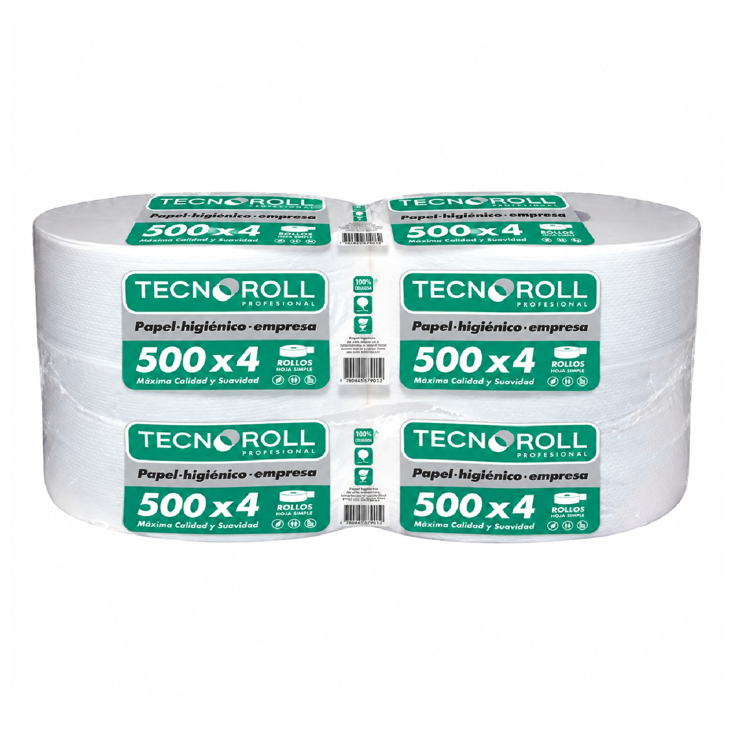 Papel Higiénico Tecnopapel Jumbo Hoja Simple 500 m Pack 4 Rollos