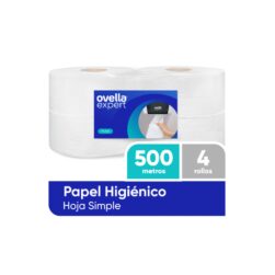 Papel Higiénico Ovella Hoja Simple Rollo 500 mts 4 Unidades