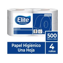 Papel Higienico Rollo Una Hoja 1 Pq x 4 Un x 500 Mts Elite Professional