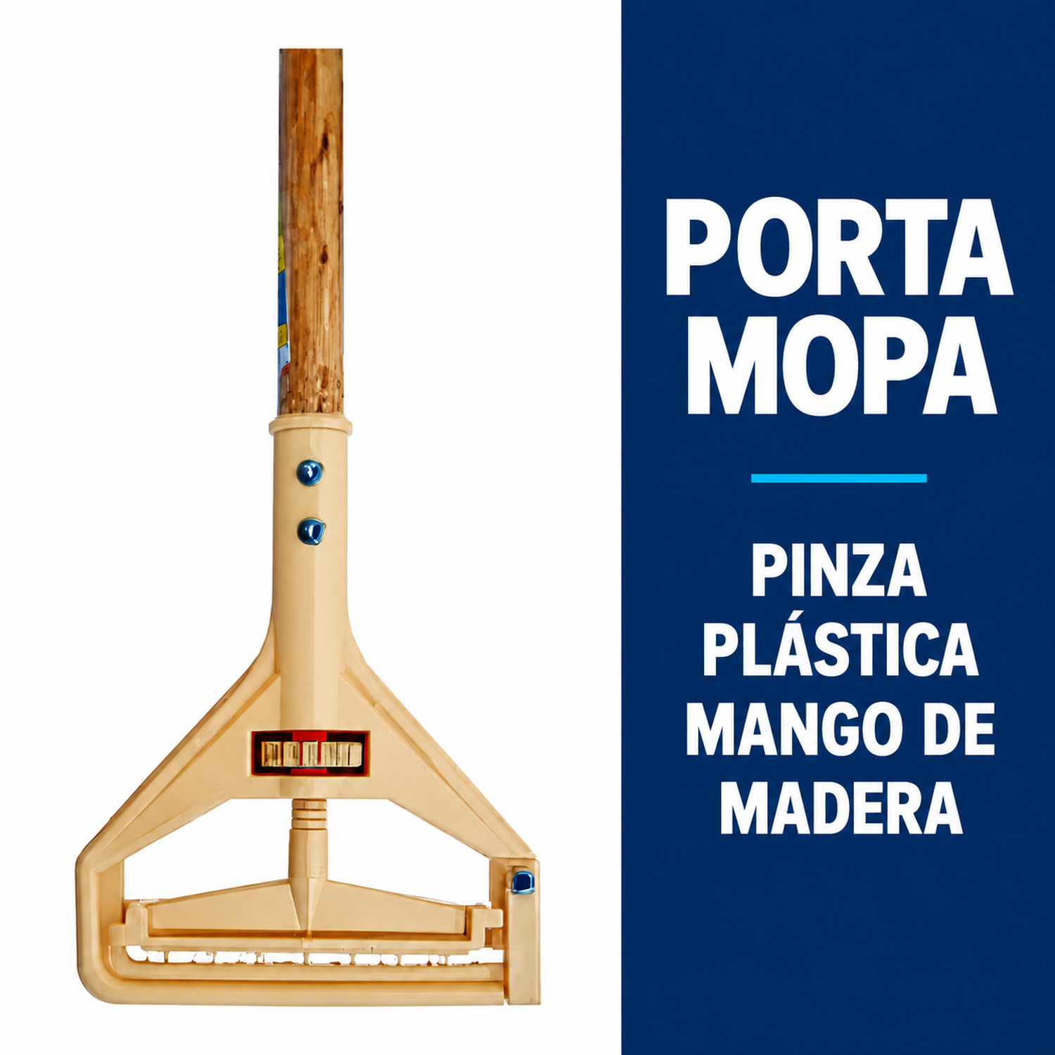 Portamopa Tipo Pinza de Plástico con Mango de Madera